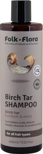 Szampon przeciwłupieżowy skóra wrażliwa Dziegieć Brzozowy Folk&Flora 400ml 