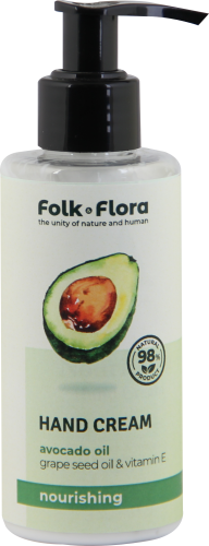 Odżywczy krem ​​do rąk Olej Awokado Kakao Witamina E Folk & Flora  150ml
