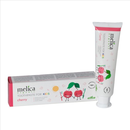 Pasta do zębów dla dzieci bez fluoru wiśniowa Melica Organic 100 ml .jpg