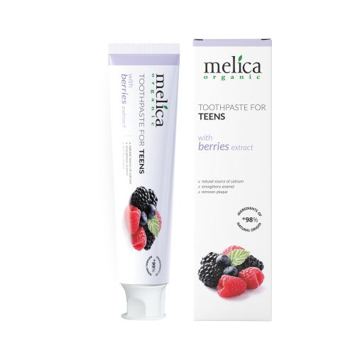 Pasta do zębów dla nastolatków bez fluoru owoce leśne Melica Organic 100 ml.png