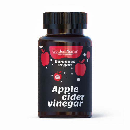 Ocet Jabłkowy Żelki Dla Wegan b6 b12 kwas foliowy Jod 60 szt. GoldenPharm.png