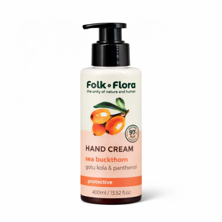 Ochronny krem __do rąk Olej z Rokitnika Gotu Kola Pantenol Folk&amp;Flora 150ml.png