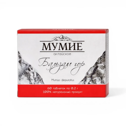 Mumio Oczyszczone Shilajit Ałtajskie Balsam Gór 60 tabletek 0,2 g