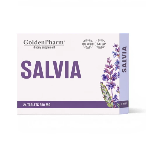 Szałwia z mentolem i lukrecją 650mg Ból Gardła Zapalenie jamy ustnej 24tab.