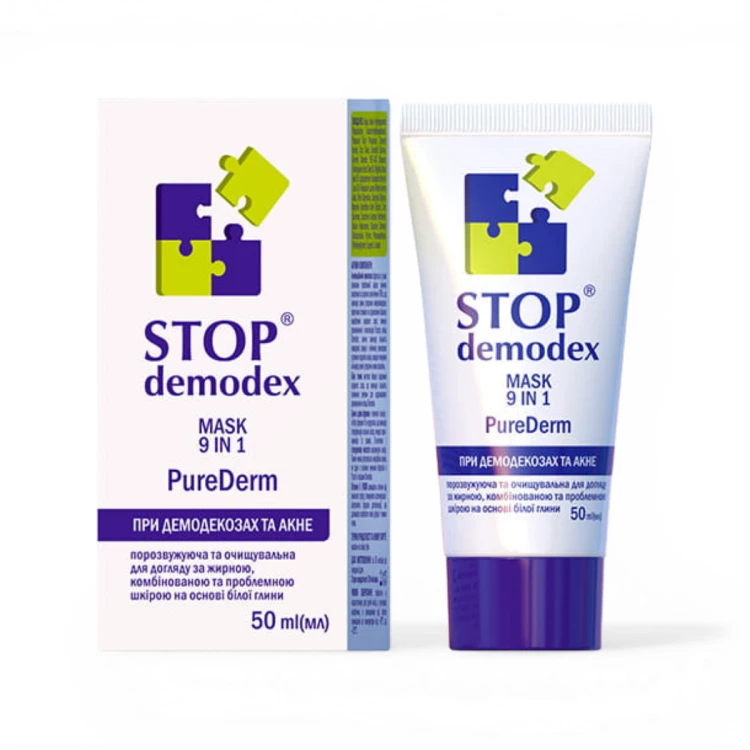 Maska do twarzy 9w1 Pure Derm STOP DEMODEX Demodekoza Nużyca Trądzik 50ml.png