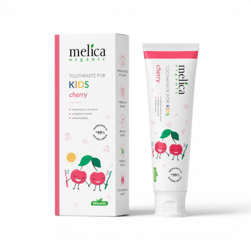 Pasta do zębów dla dzieci bez fluoru wiśniowa Melica Organic 100 ml.png