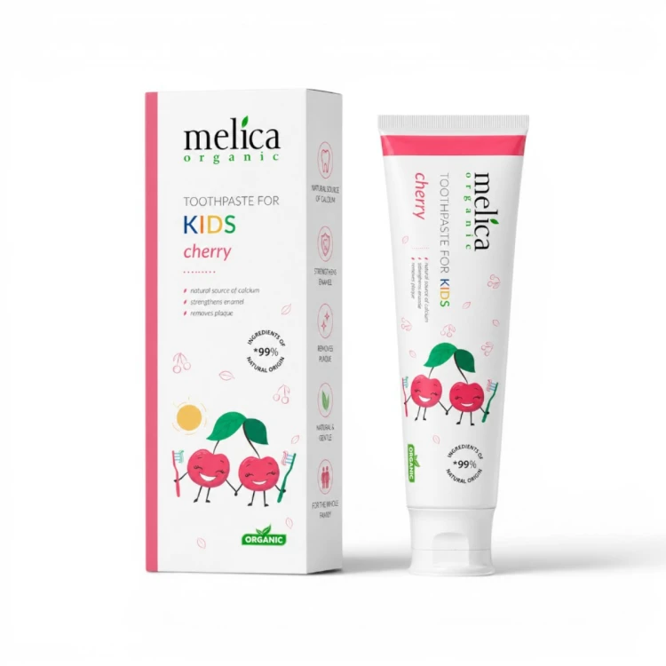 Pasta do zębów dla dzieci bez fluoru wiśniowa Melica Organic 100 ml.png