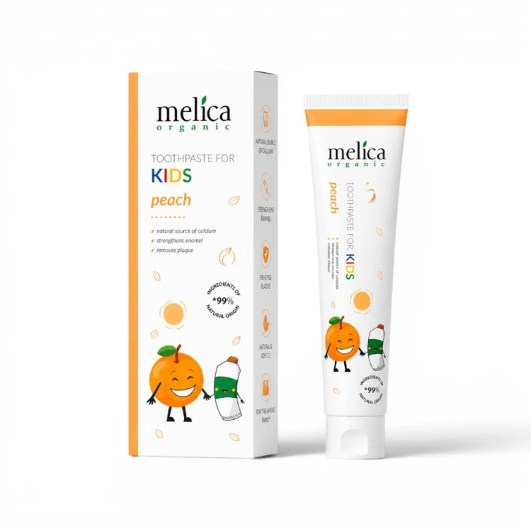 Pasta do zębów dla dzieci bez fluoru brzoskwiniowa Melica Organic 100 ml.png