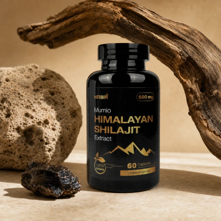 Mumio Himalajskie Żywe Shilajit Gold Herbin 60 kapsułek.png