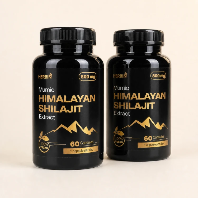 Mumio Himalajskie Żywe Shilajit Gold Herbin 60 kapsułek.png