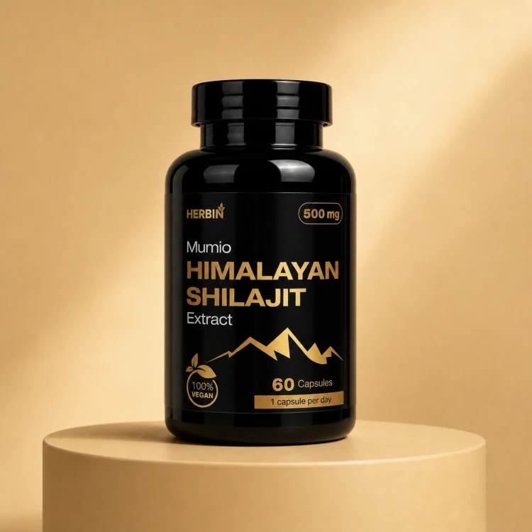 Mumio Himalajskie Żywe Shilajit Gold Herbin 60 kapsułek.png