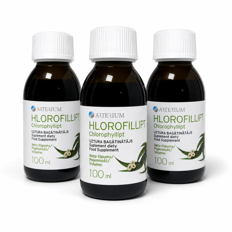 Chlorofillipt płyn (ekstrakt chlorofilu eukaliptusa) 100ml Hlorofilipt trzy sztuki