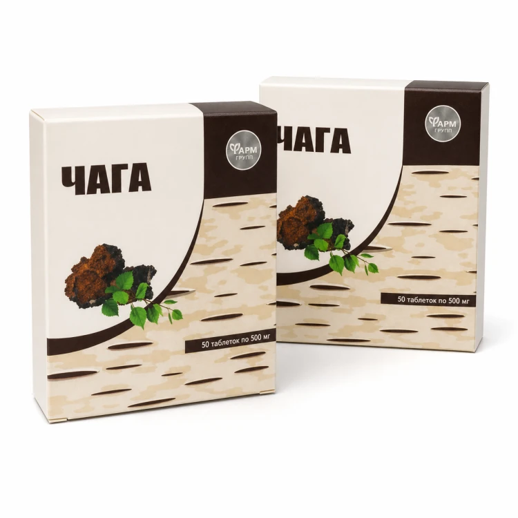 Czaga (chaga) Huba Brzozowa 50 tabl. 500mg dwie sztuki